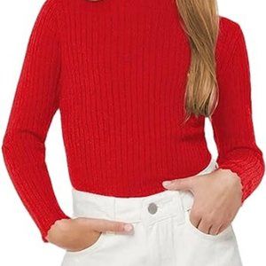 Girls Turtleneck Sweater Kids Casual Long Sleeve Knitted Slim Fit Pullover Tops